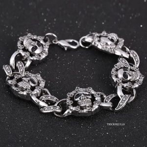 Skull Link Chain Bracelet Classic Retro Gothic Punk Skulls Streetwear New!